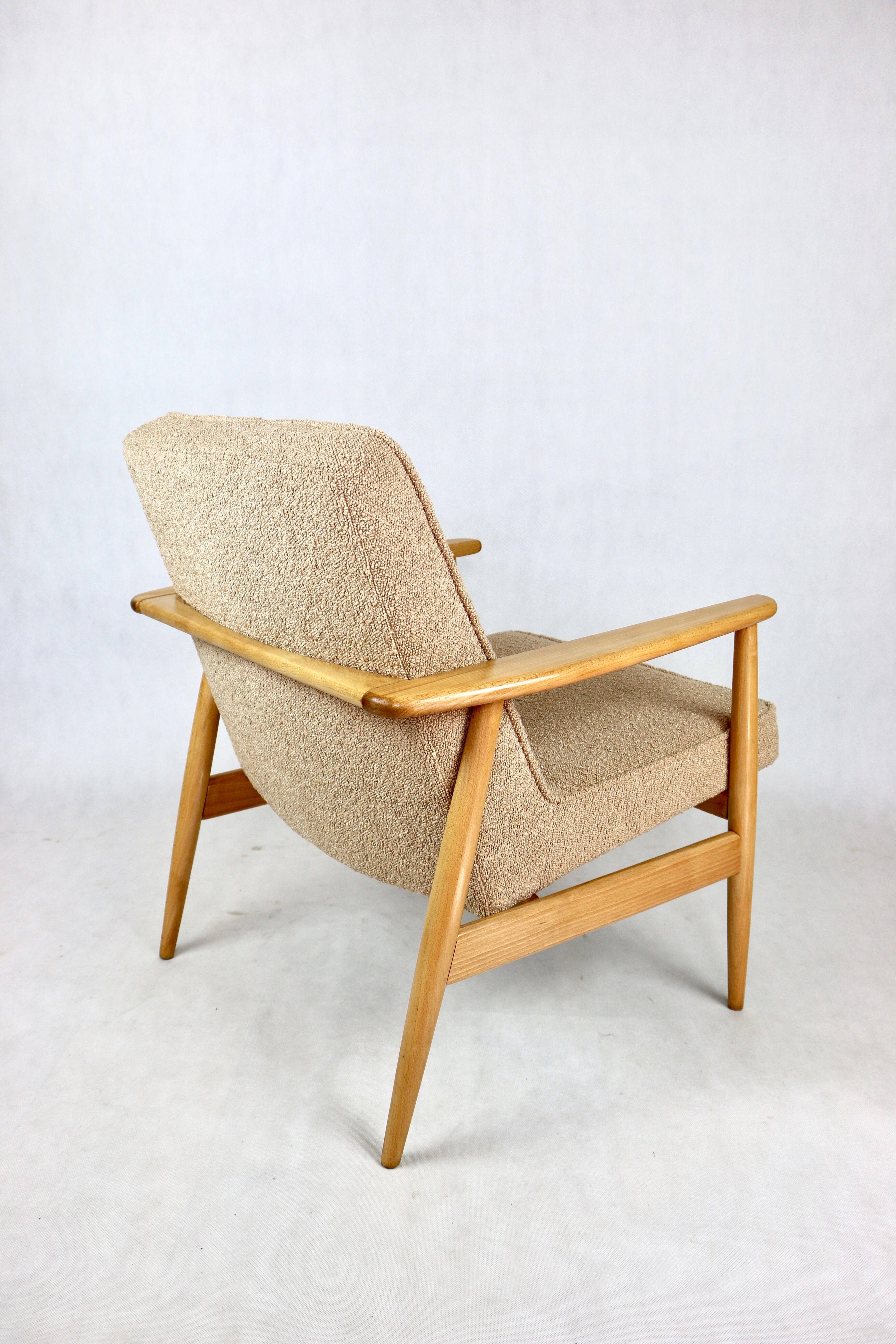 Beige boucle gfm63 lounge chair by J. Kedziorek, 1970s