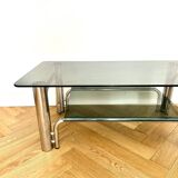 Chrome and smoked glass coffee table