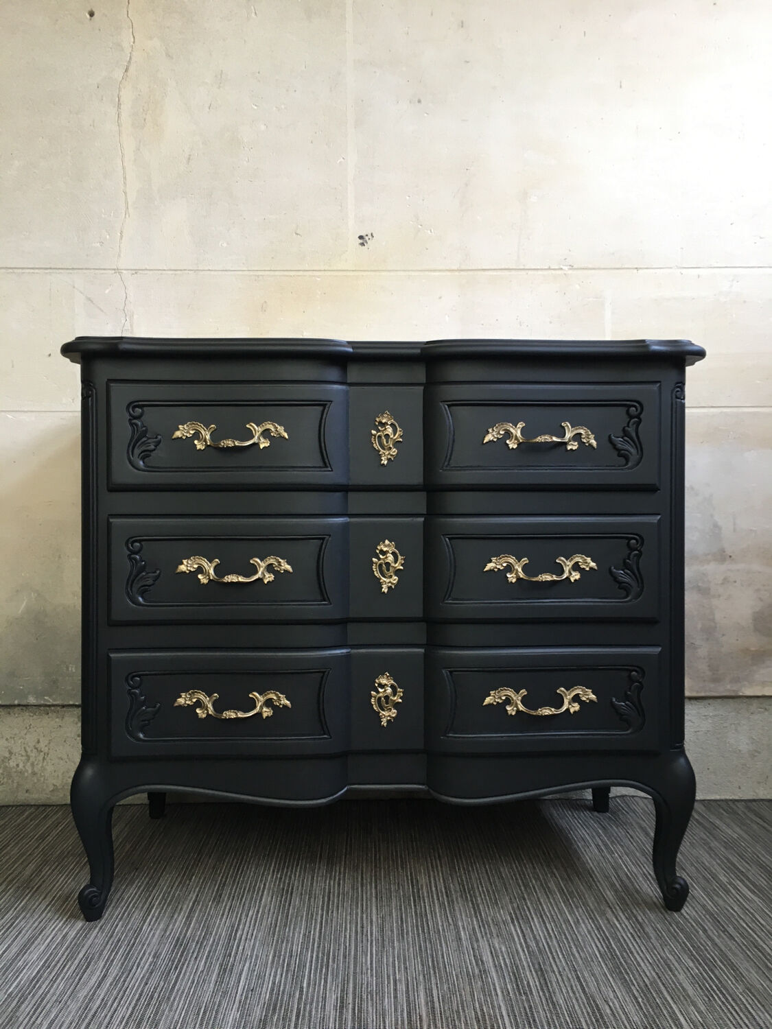 Revamped vintage black chest of drawers