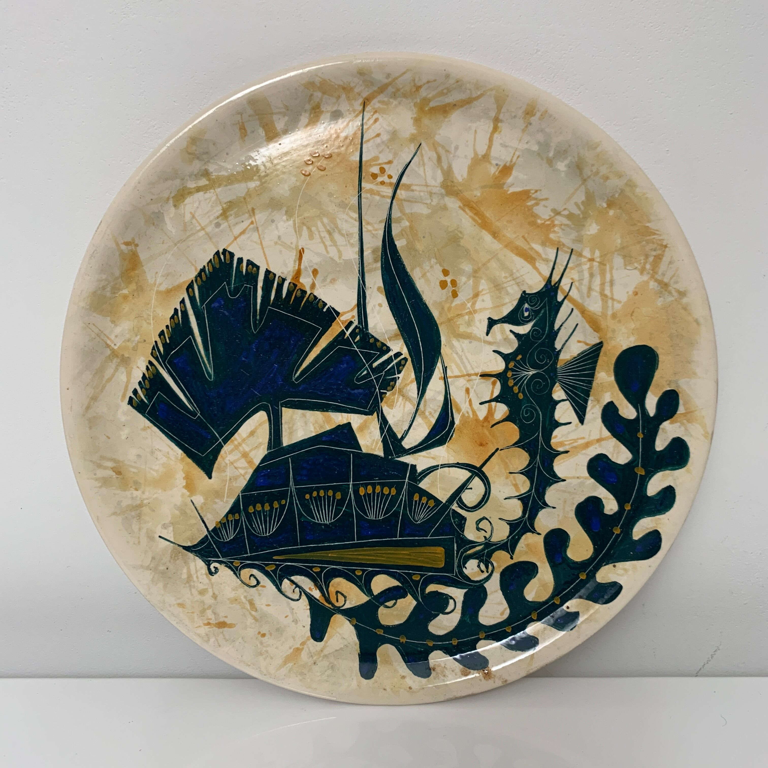 Decorative flat plate decoration decor of boat Goualch Jean Claude