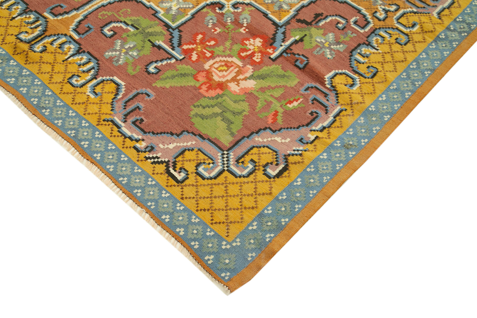 Handmade vintage moldovian yellow kilim 192 cm x 310 cm - 23379