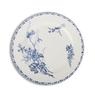 Old plate Carmen land of iron decoration dragonfly, Sarreguemines. 1875 - 1900