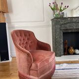 Toad armchair in pink velvet