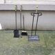Old Wrought Iron & Brass Fireplace Servant - 3 Tools