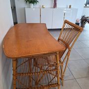 Rattan and bamboo desk with chair - Audoux Minet style from the 1970s.