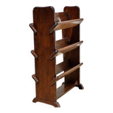 Vintage wooden magazine rack with 3 levels – display stand