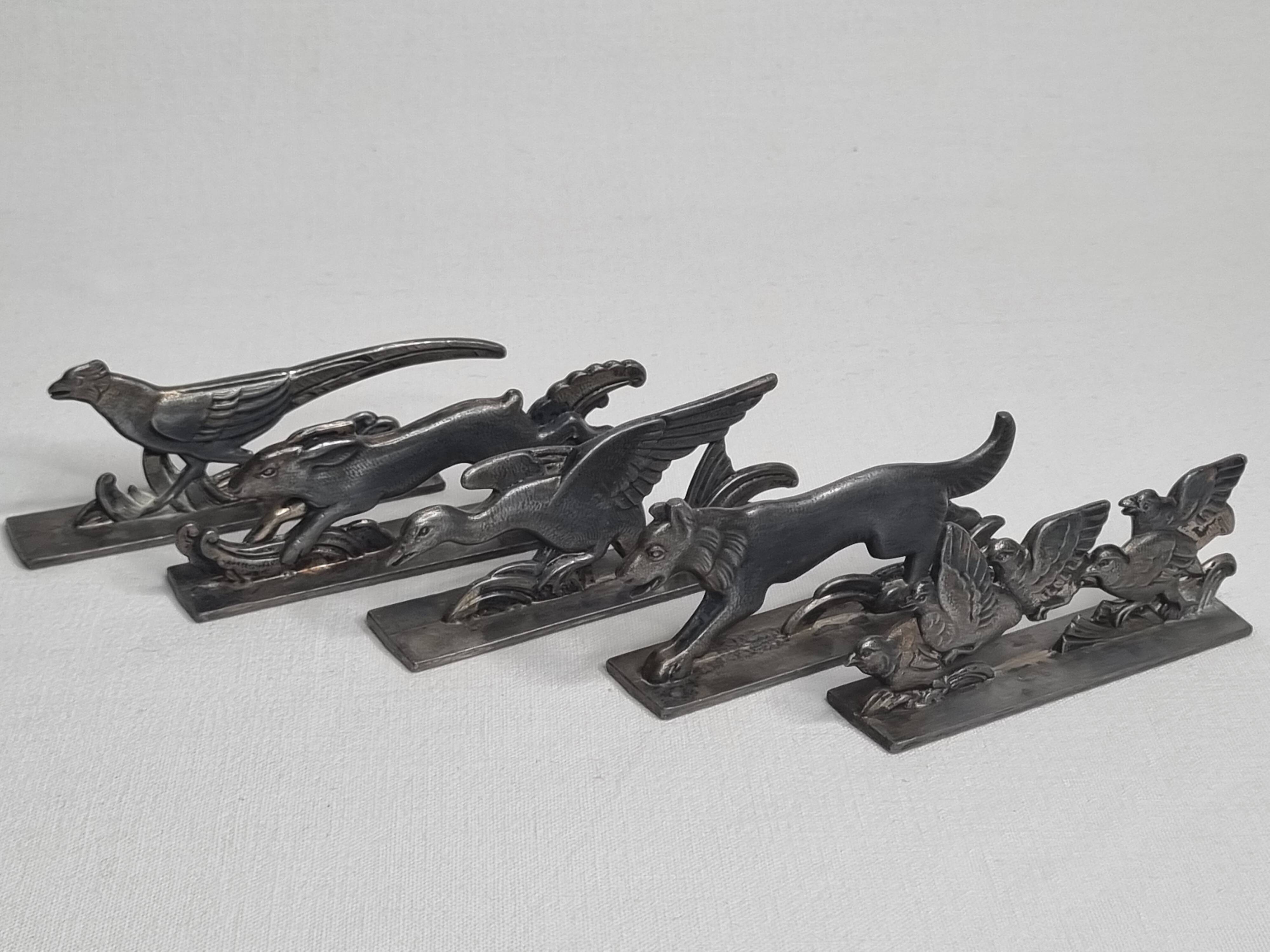 Set of five Art Deco Wild Animal Knife Holders, after Joseph Buisson