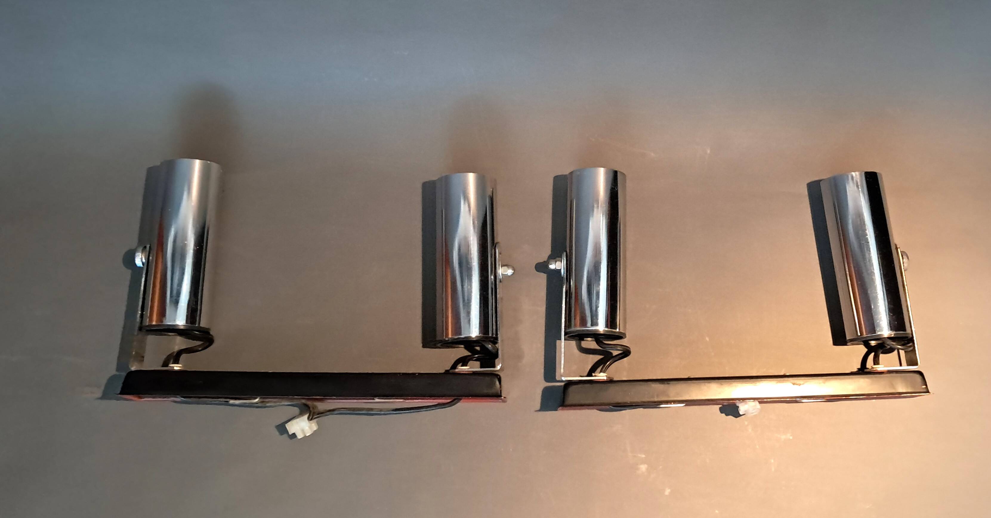 Pair of modernist chrome wall lights 1960.