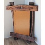 Brutalist vintage mirror in solid wood