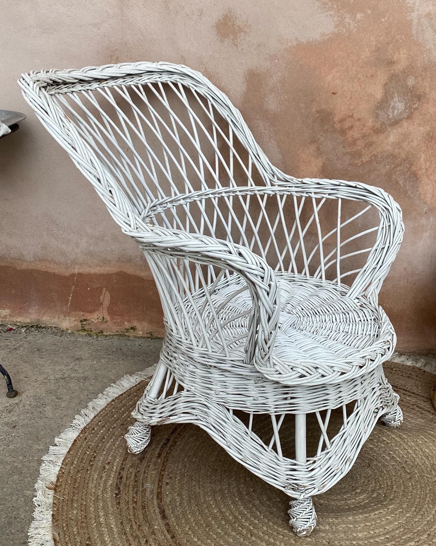 White rattan armchair