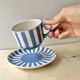 Large cup and saucer fox trott sarreguemines 1930s