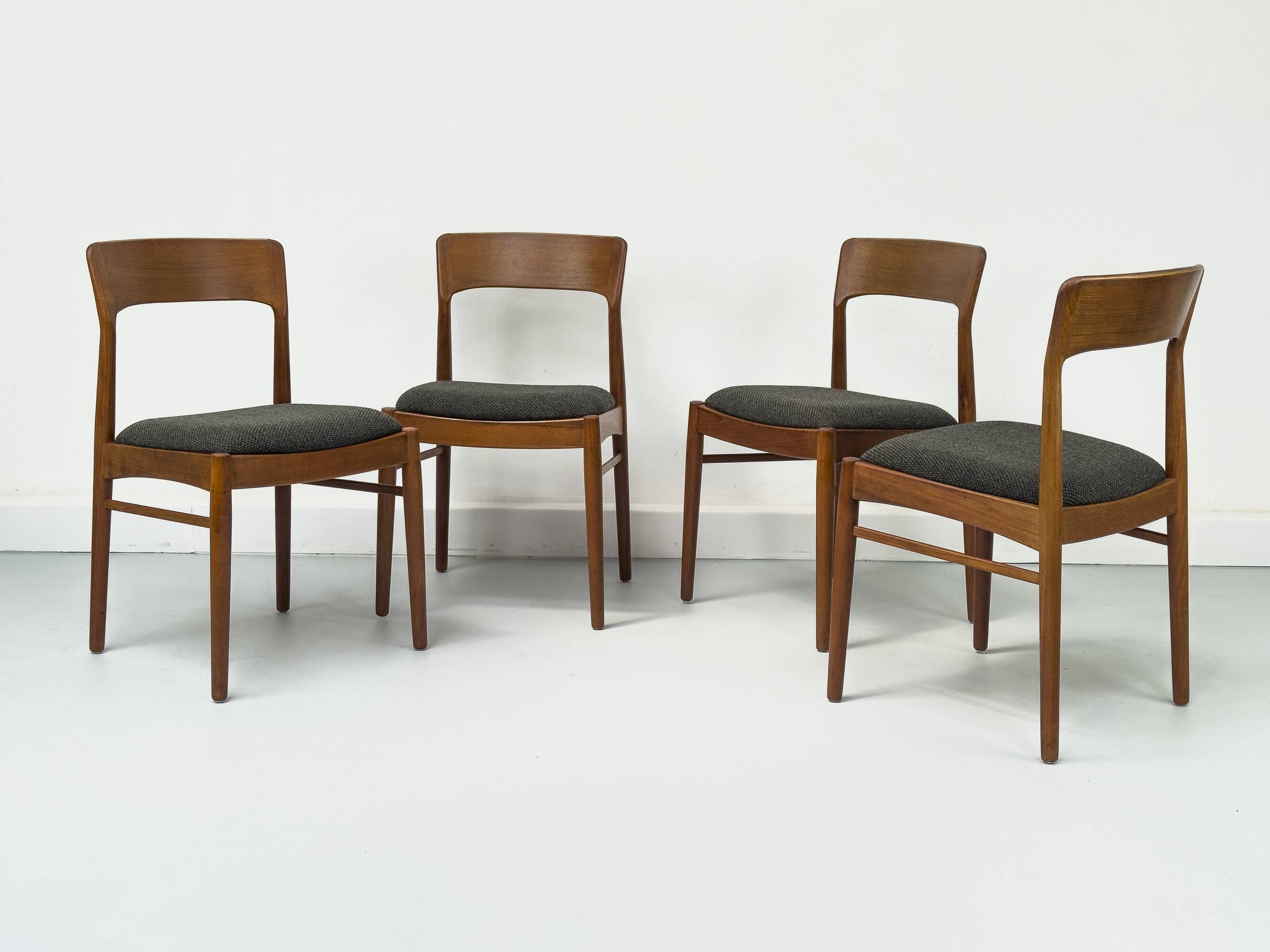 Teak and Wool Dining Chairs from Korup Stolefabrik, 1960s, Set of 4