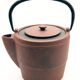 Cast iron chocolate teapot from Japan wabi sabi and its stainless steel filter