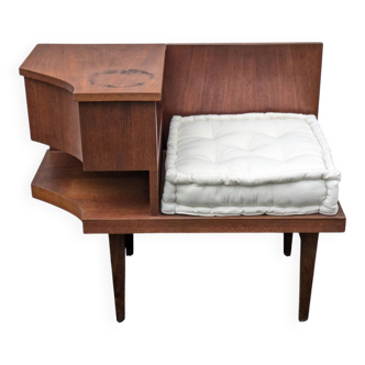 Vintage 1960s teak telephone hall bench