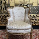Louis XVI style shepherdess armchair in gilded wood 1900