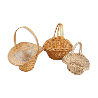 Trio of wicker baskets