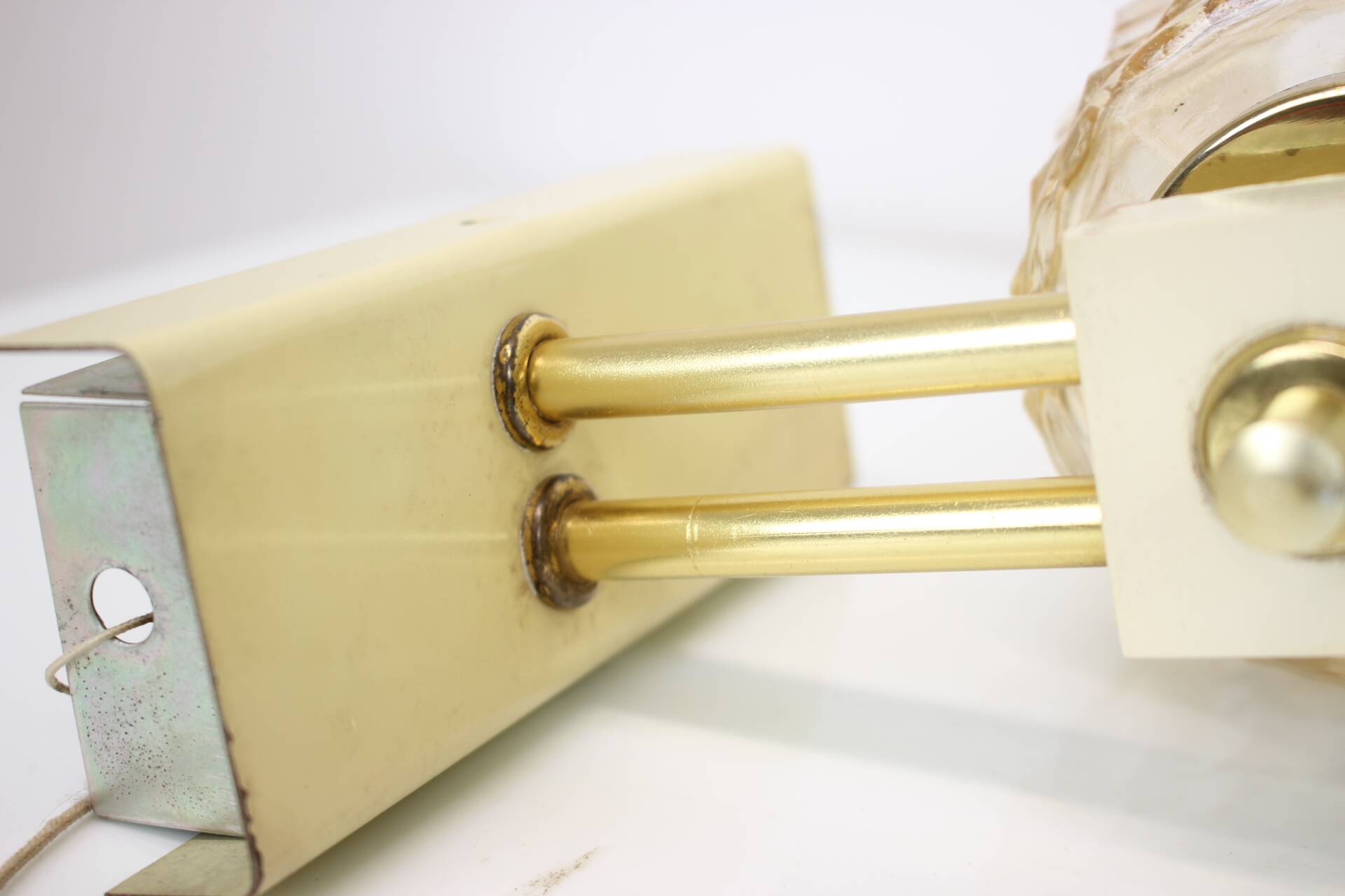 1970s Pair of Two Wall Lamps with Glass Shades, Czechoslovakia