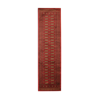 Handwoven bokhara runner rug traditional red motif runner carpet- 77x247cm