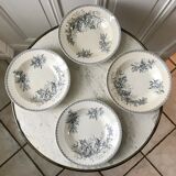 4 hollow plates Terre de Fer Company Ceramics model Thistle made in Holland late nineteenth