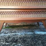 Vintage rattan and oak chest of drawers