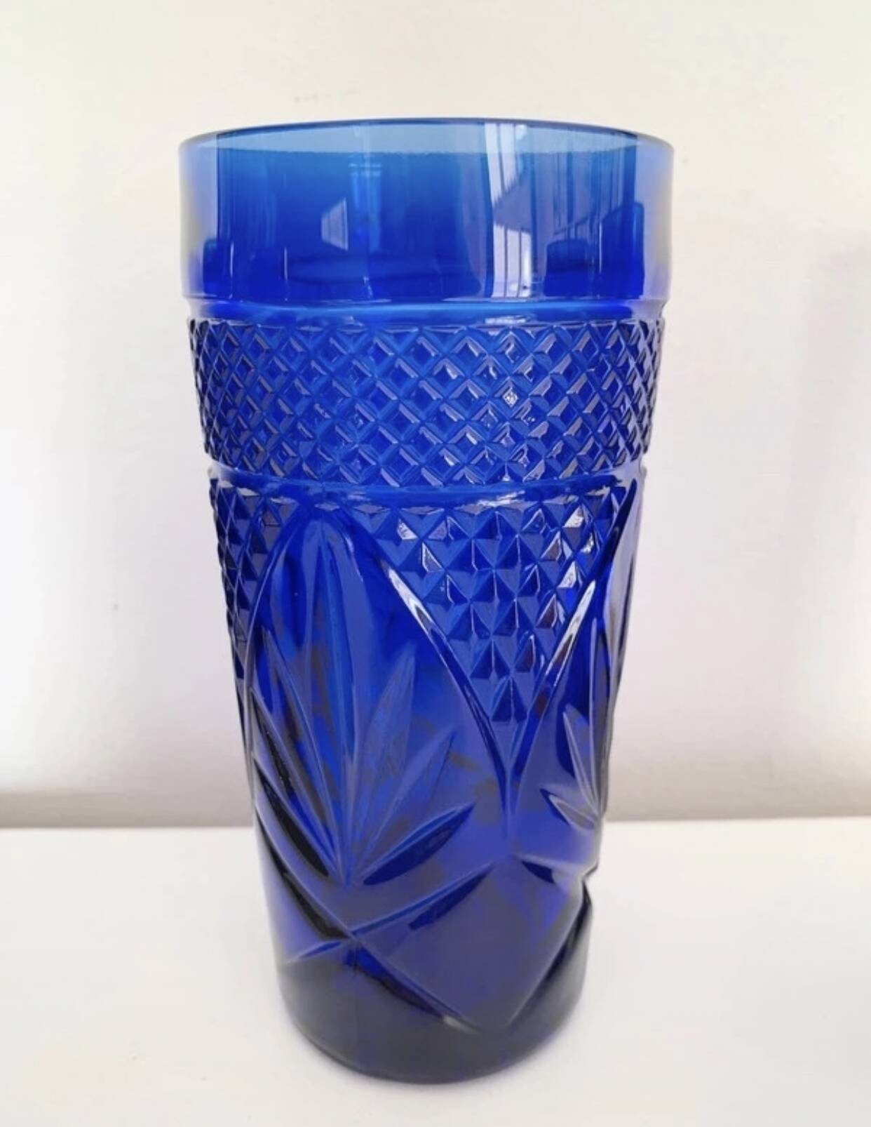 Six cobalt blue orangeade glasses from Cristal d'Arques.