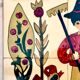 Vintage ceramic underside naïve rooster and gardener Dodik Bretagne naïve painting
