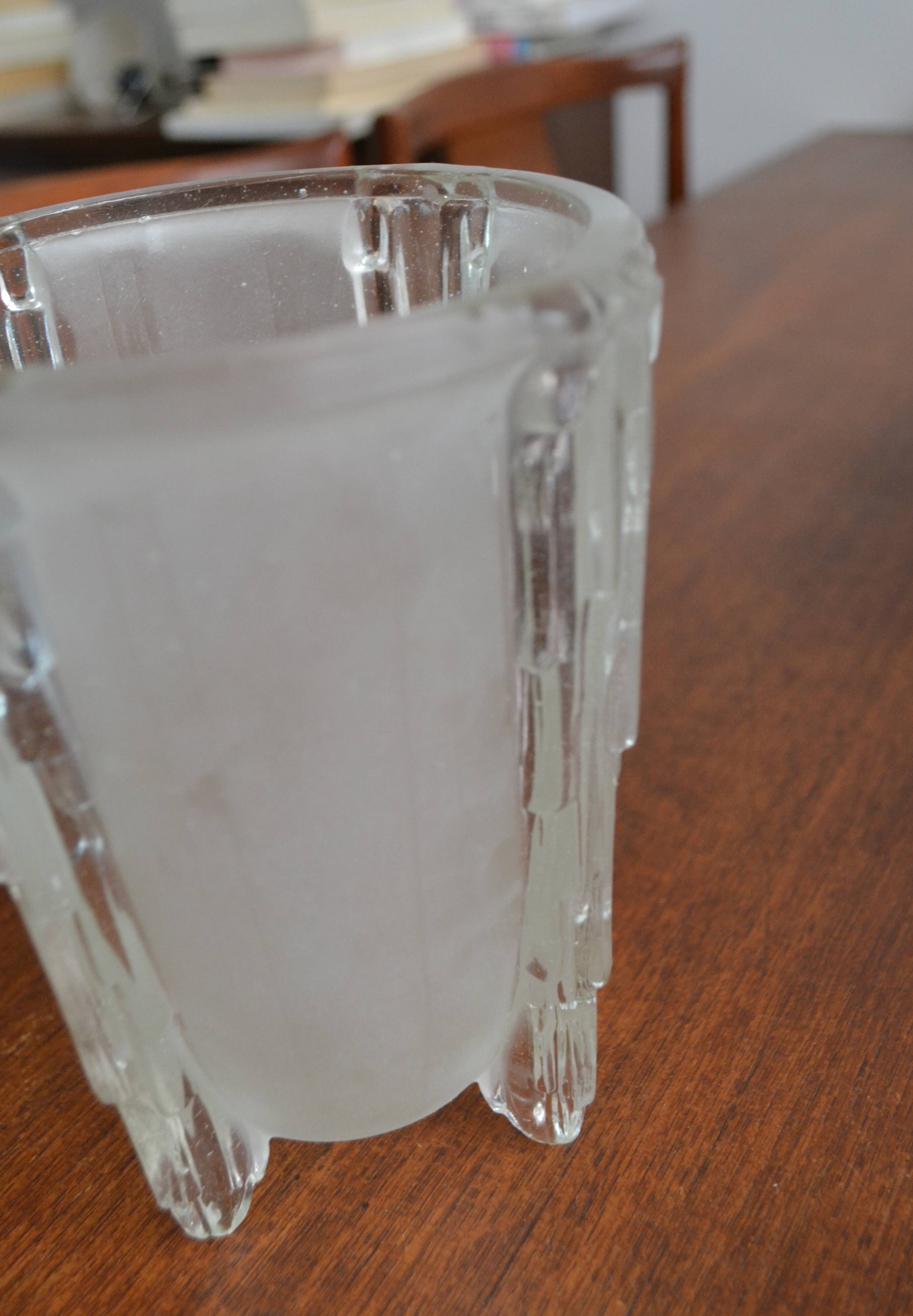 Tulipe art déco verre opalescent de EJC Ezan modèle stalactites