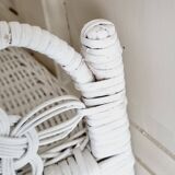 White rattan peacock shelf