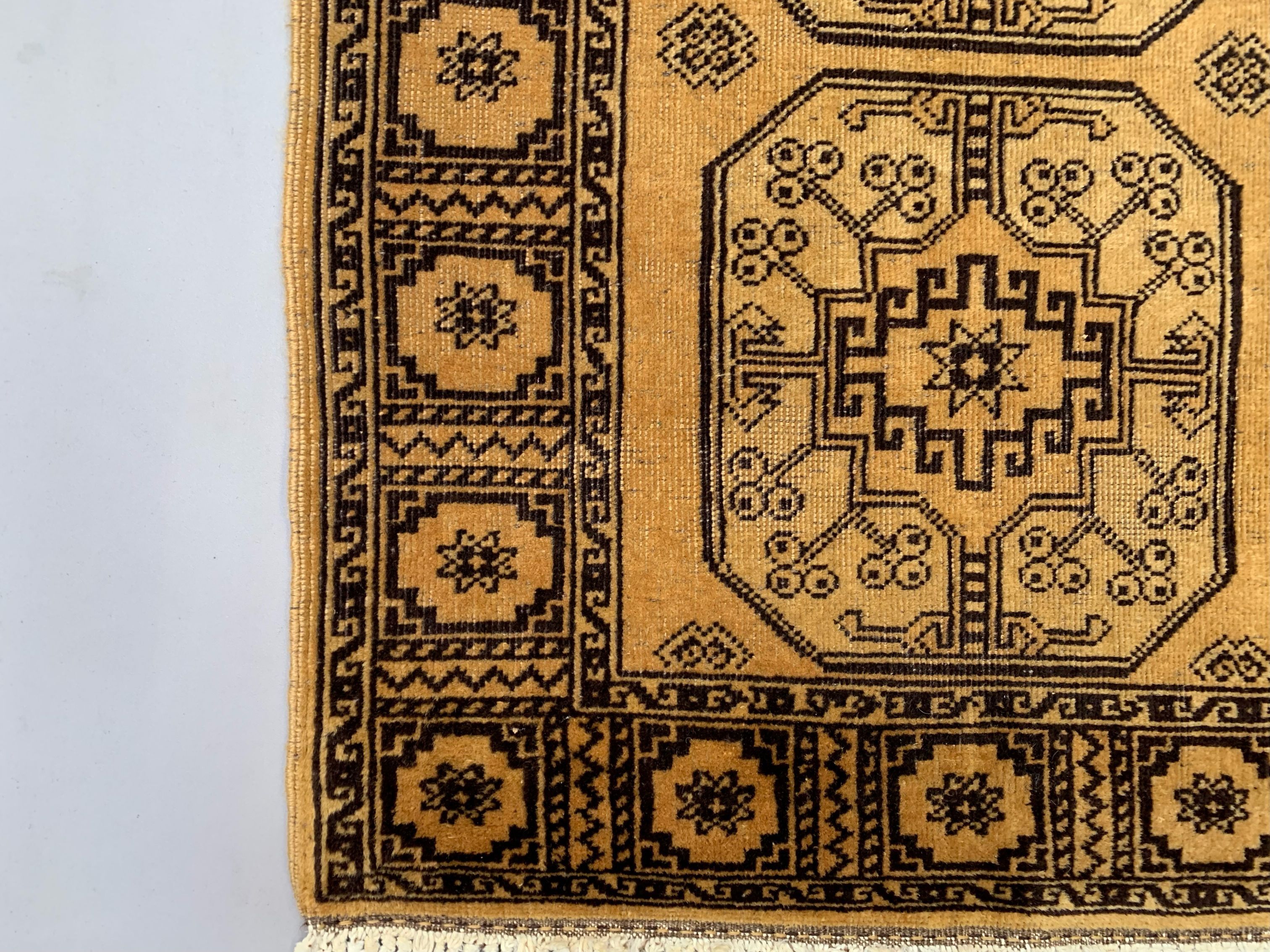 Gold afghan runner 245x80 cm, afghan chobi rug, yellow, black