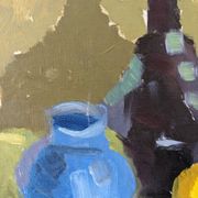 Mid-Century Modern Swedish "Lemons & Pots" Vintage Still Life Oil Painting, 1949