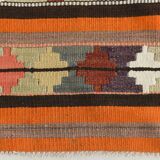 Pink & Brown Turkish Vintage Kilim Runner Rug, 77x387Cm