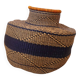 Bolga Basket Colorful African Decorative Basket Navy and Mustard Yellow