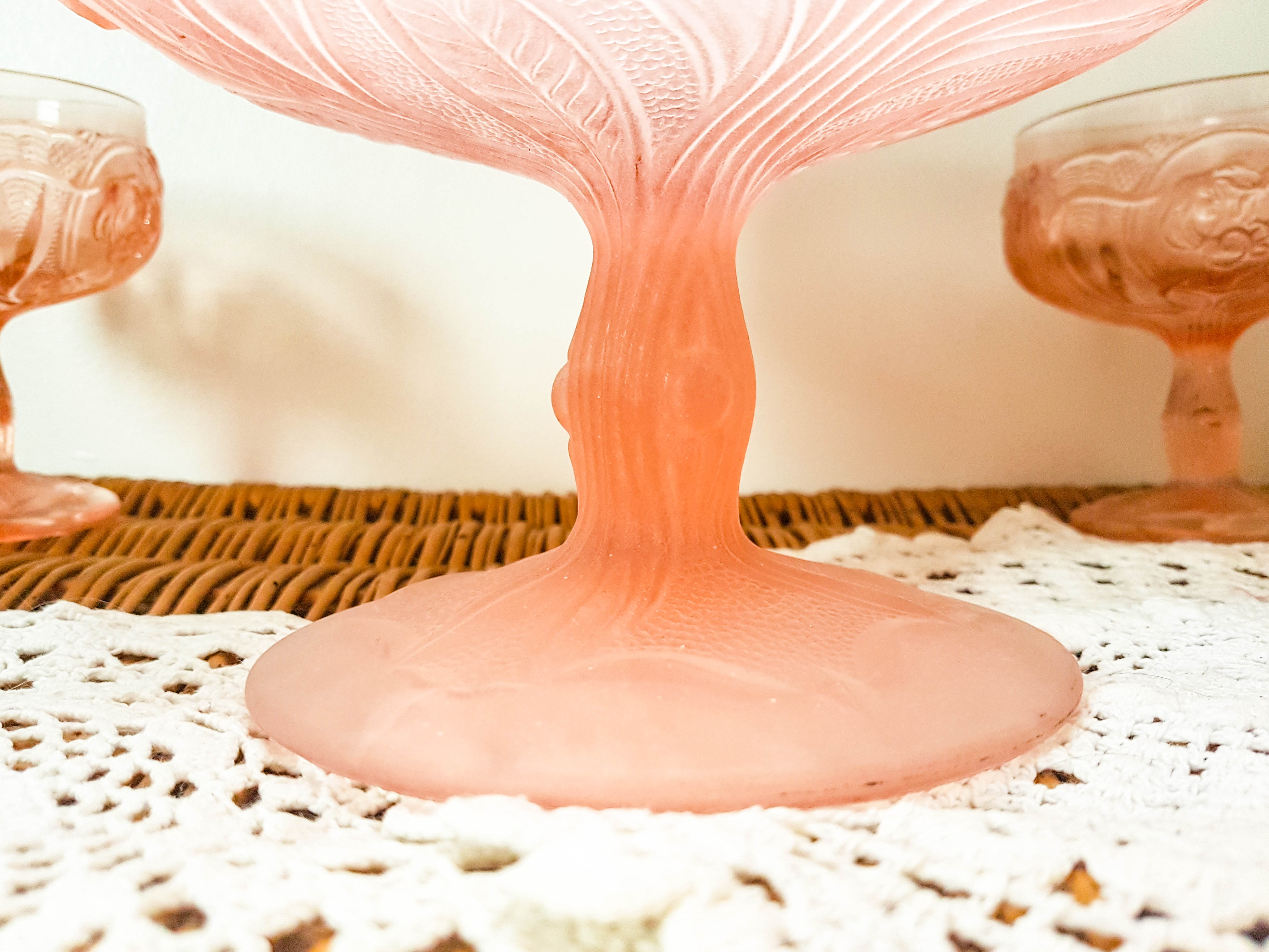 Pink Dessert Service Old Pink Glass Ice cream cups Pink Dish Cup
