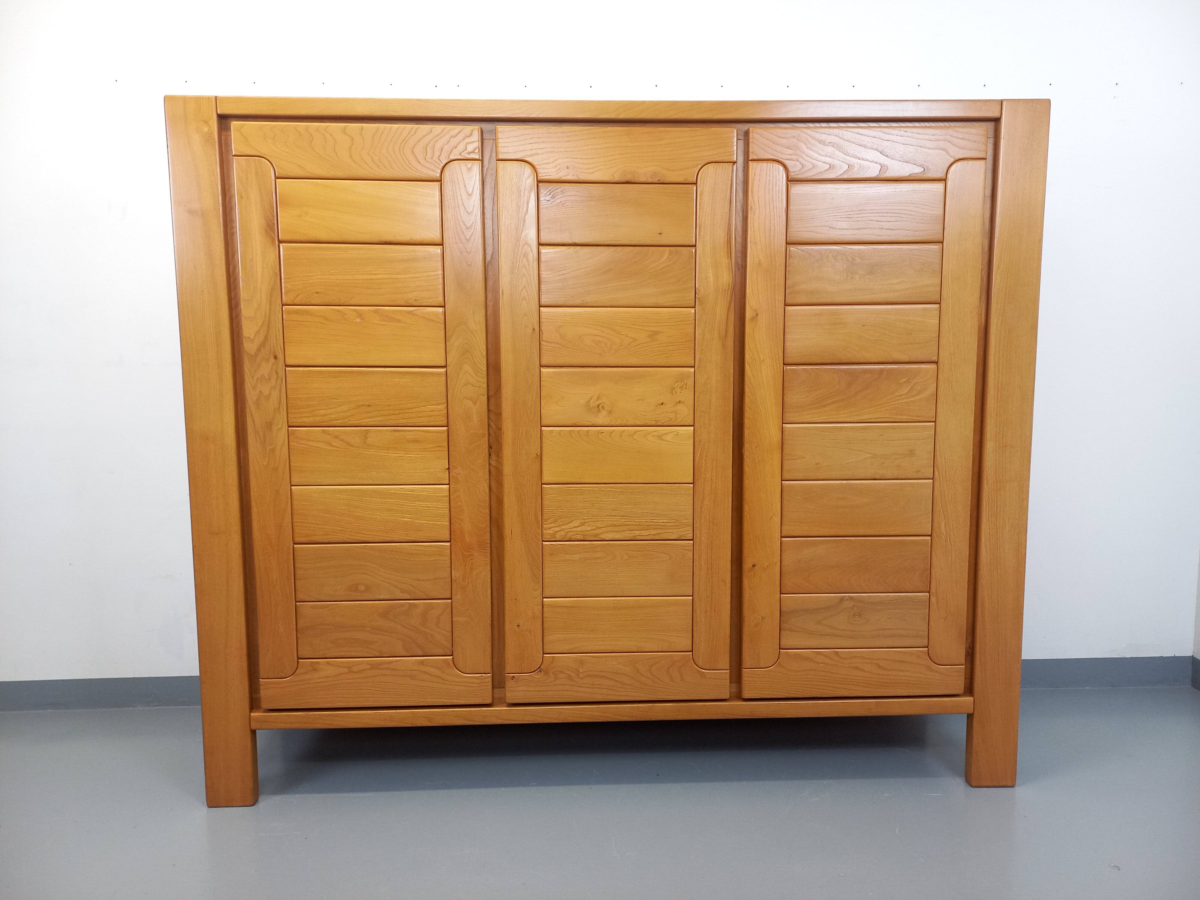 Vintage Maison Regain elm wardrobe from the 70s and 80s