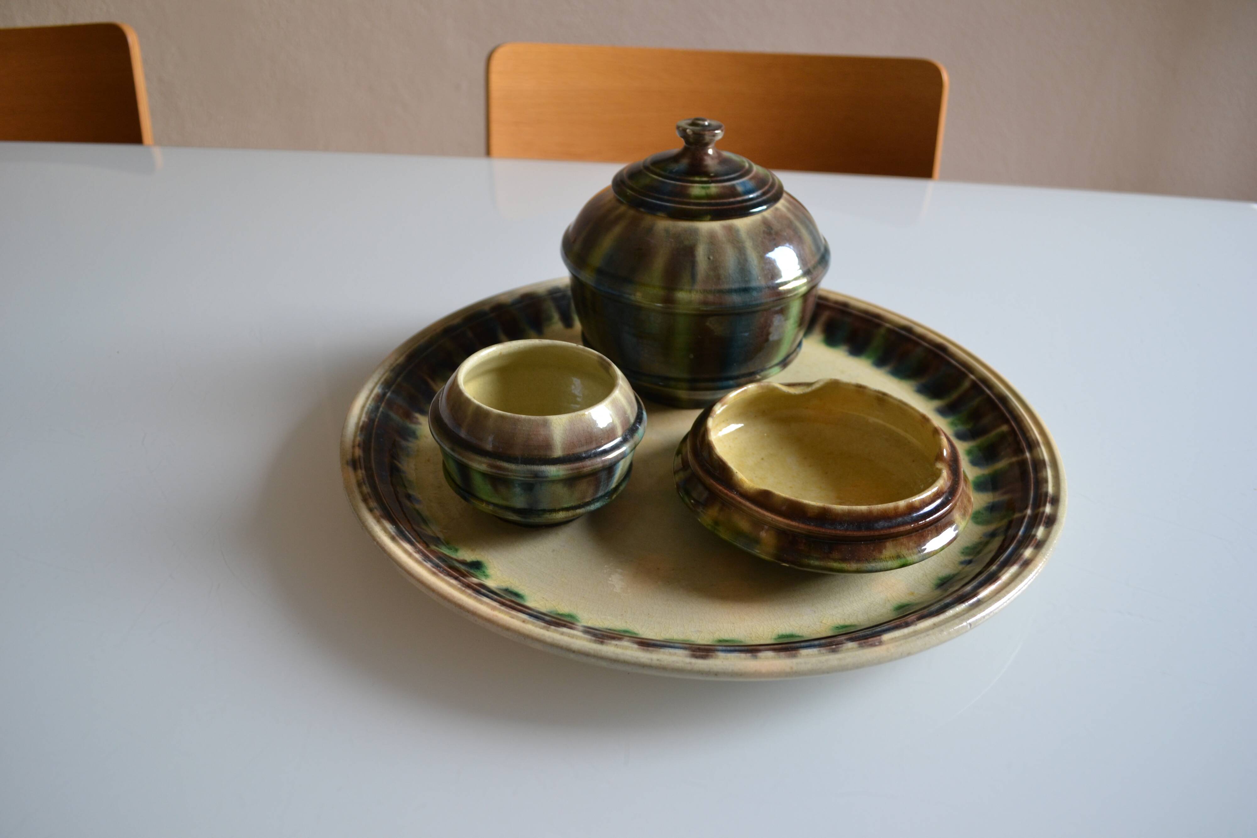 Sauveur Lunetta in Vallauris Vintage Ceramic 1950 Smoking Set