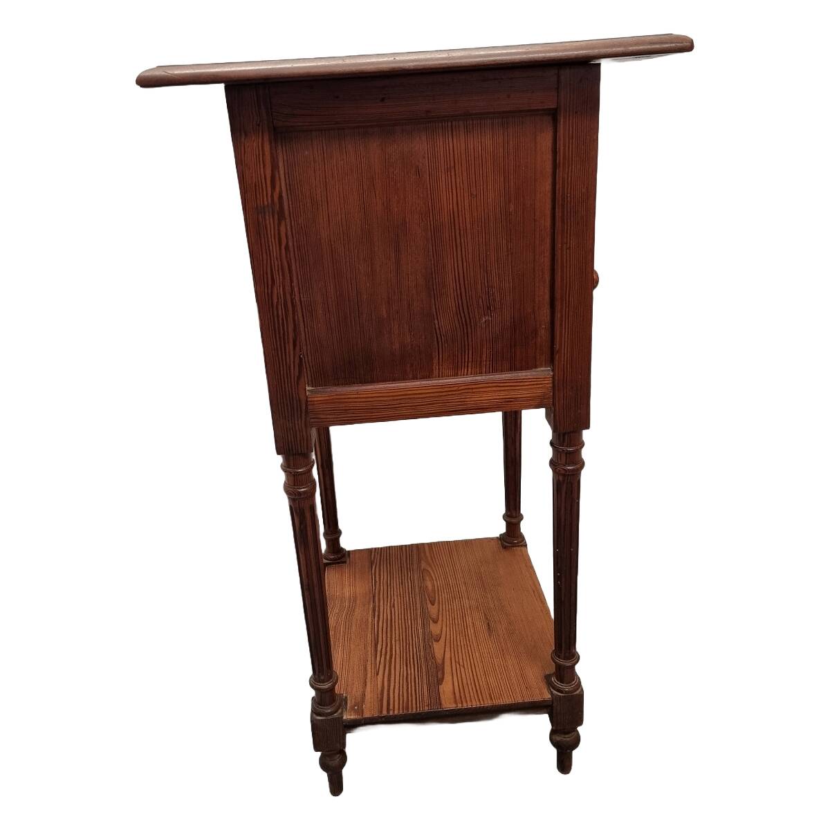 Antique French Bedside Table In Pine And Mahogany, late 19th century