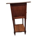 Table de chevet ancienne française en pin et acajou, fin du 19e siècle