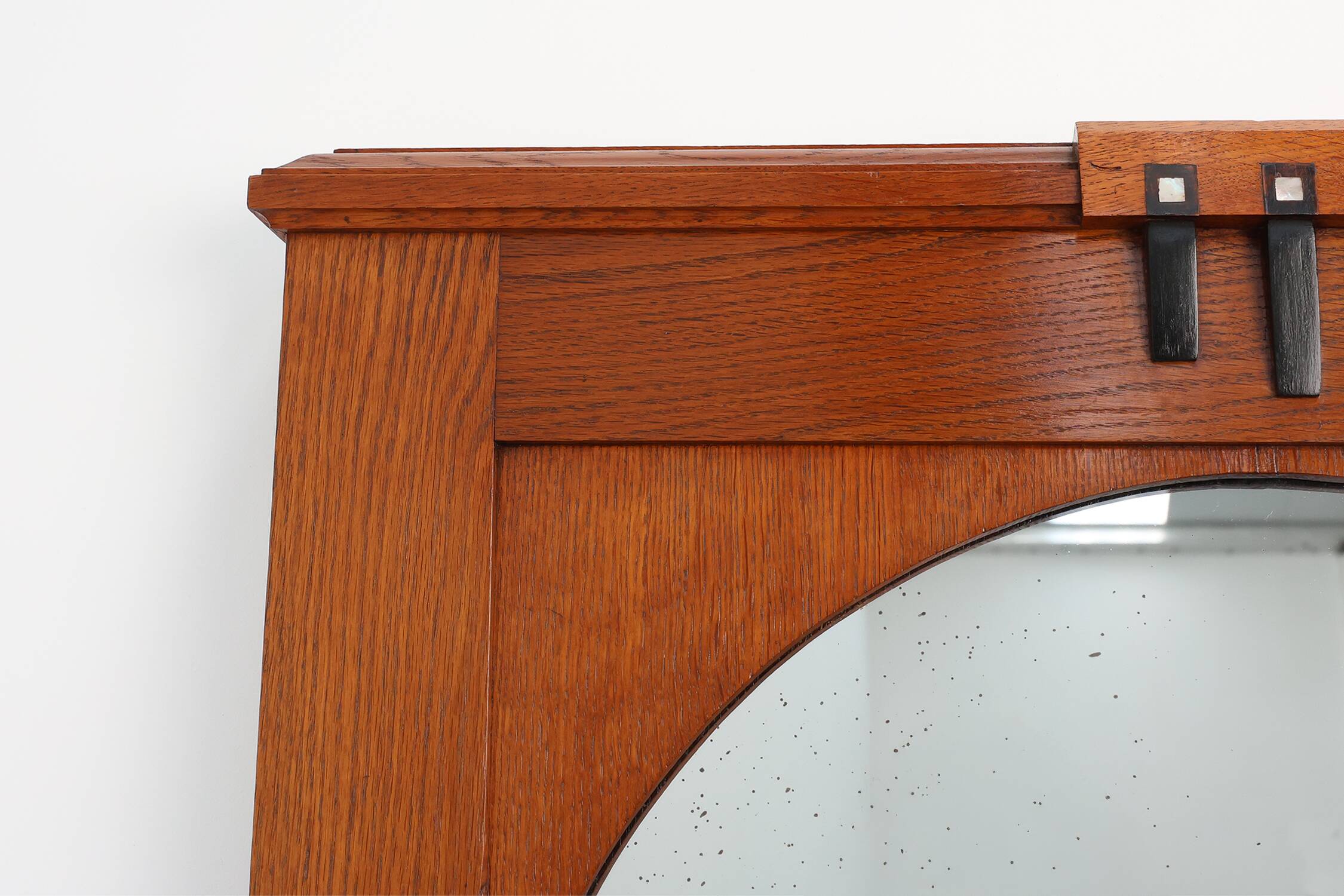 Art Deco Oak Wall Mirror, Belgium, circa 1915