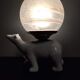 Lampe ours en céramique blanche et globe opaline