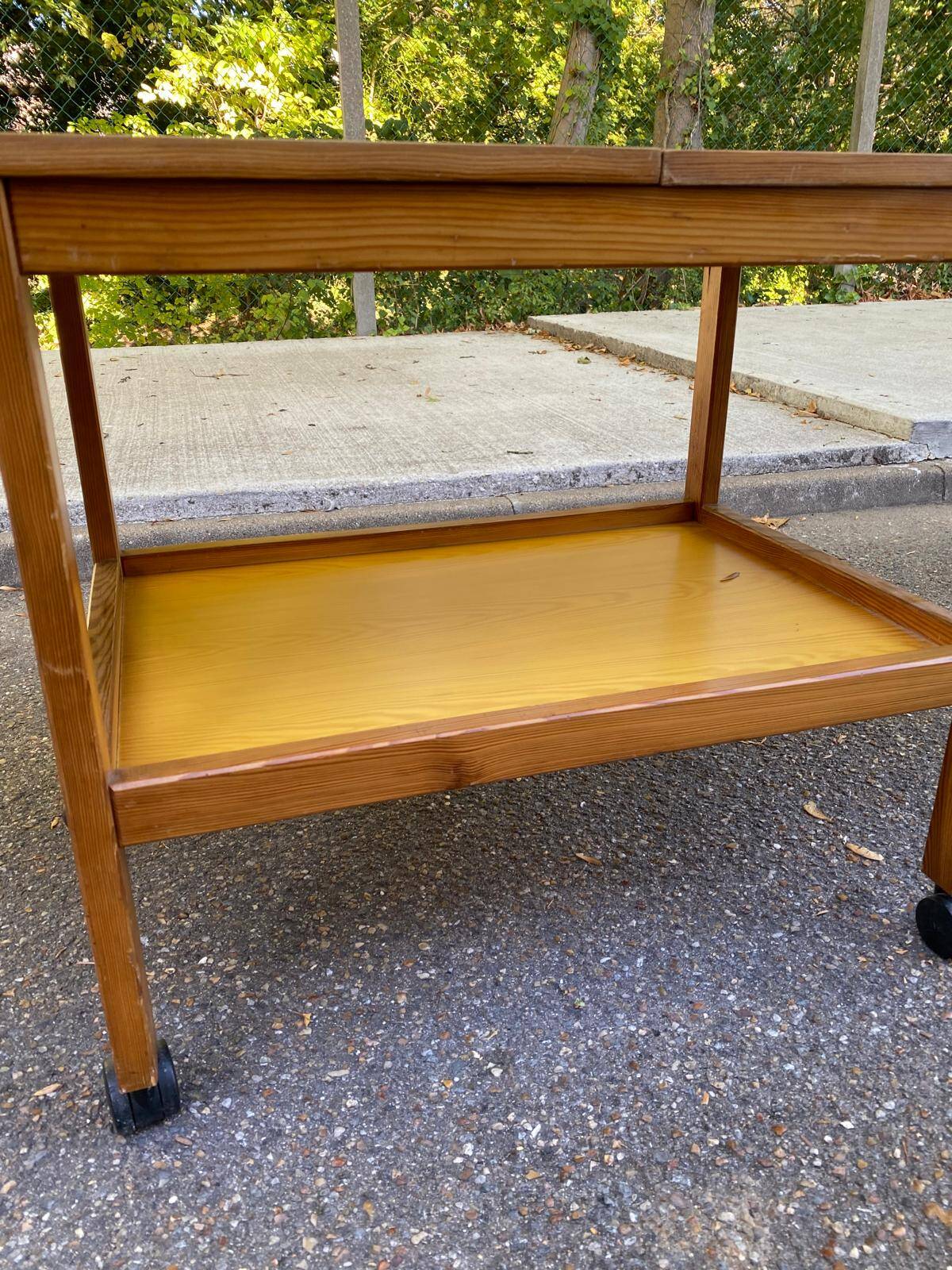 Scandinavian extendable solid wood side table folding 1980