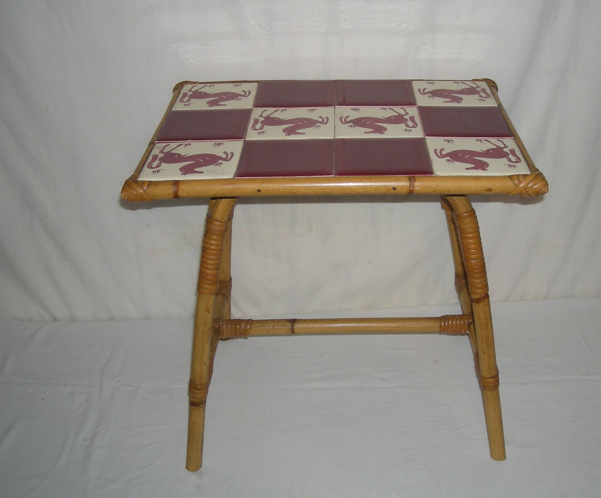 Bamboo-rattan coffee table from the 50s