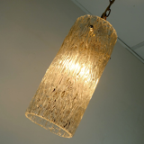 Vintage 1950s pendant lamp kalmar franken ice glass textured glass brass