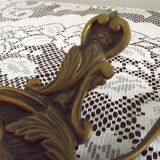 Vintage French bronze Wee Willie Winkie style lamp with red card shade.