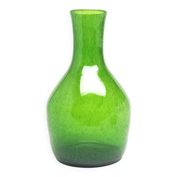 Vase bouteille, moderne du milieu du siècle, en verre antico vert, conçu par Z. Horbowy, Pologne, années 1970.