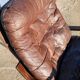 Fauteuil pivotant vintage cuir bois et métal