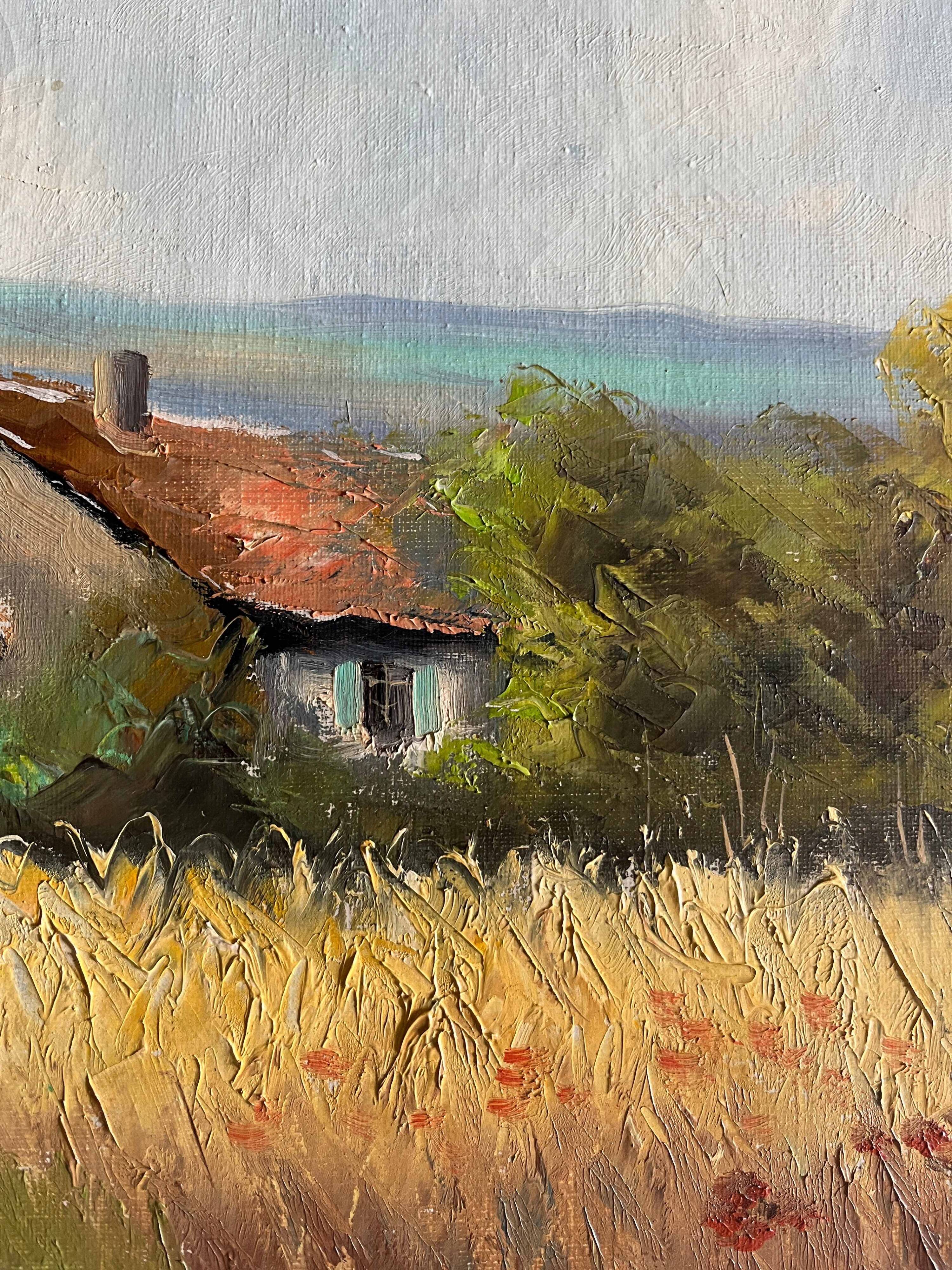 Tableau HST "Landscape with Poppies and Wheat Field" J. De Beaucourt (school).