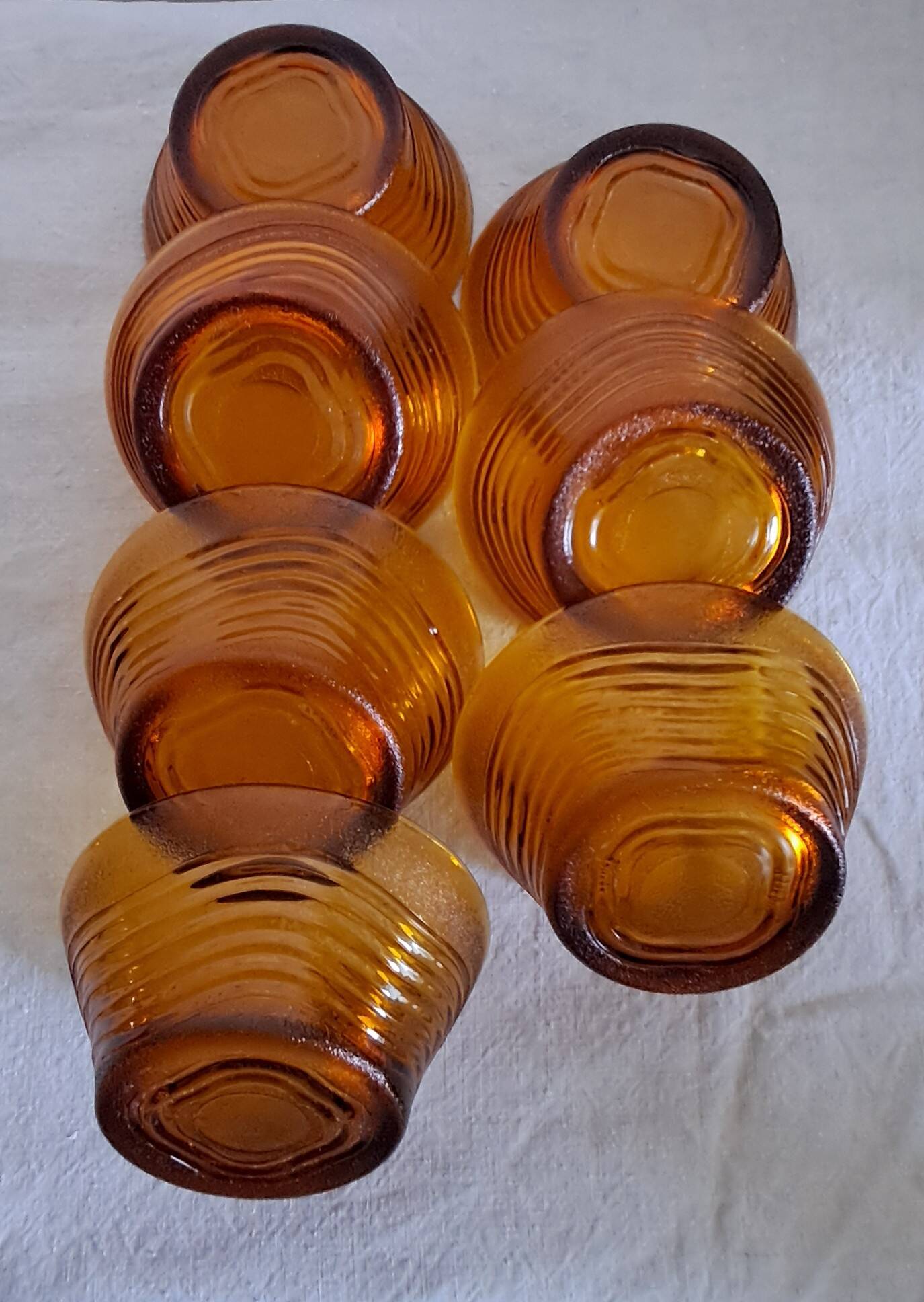 Amber glass bowls Duralex. Vintage