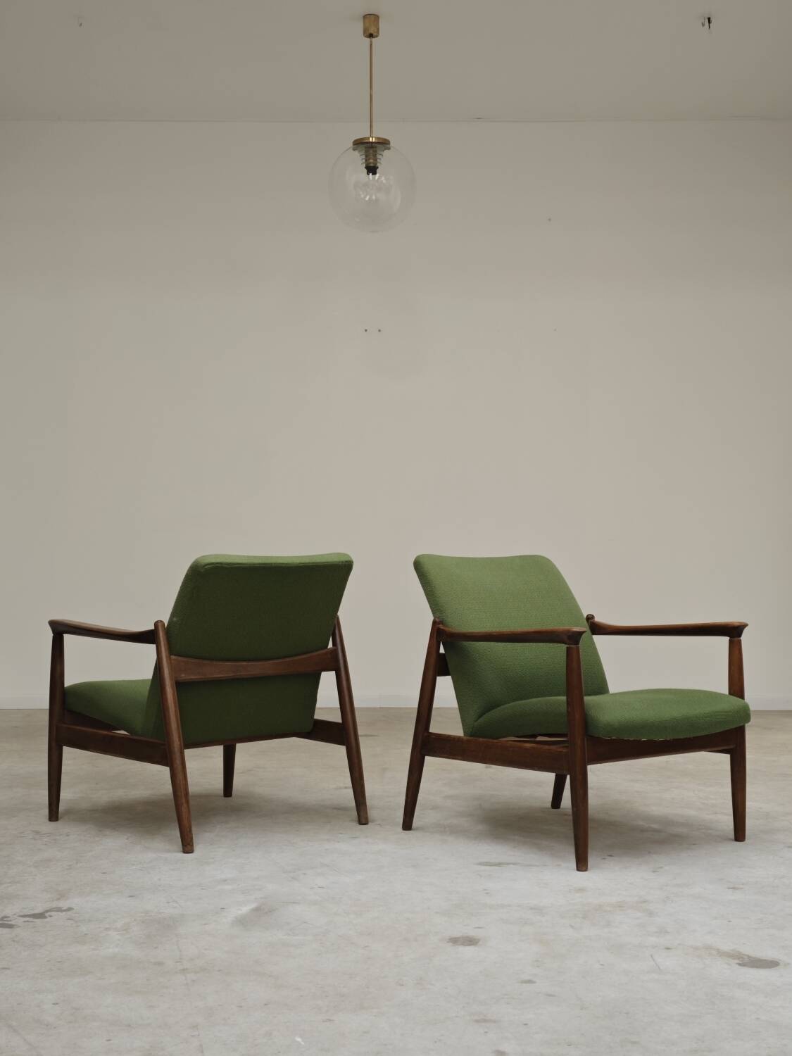Pair of green GMF 64 armchairs by Edmund Homa, Poland 1960