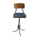 Chaise tabouret industriel avec dossier en métal et bois réglable
