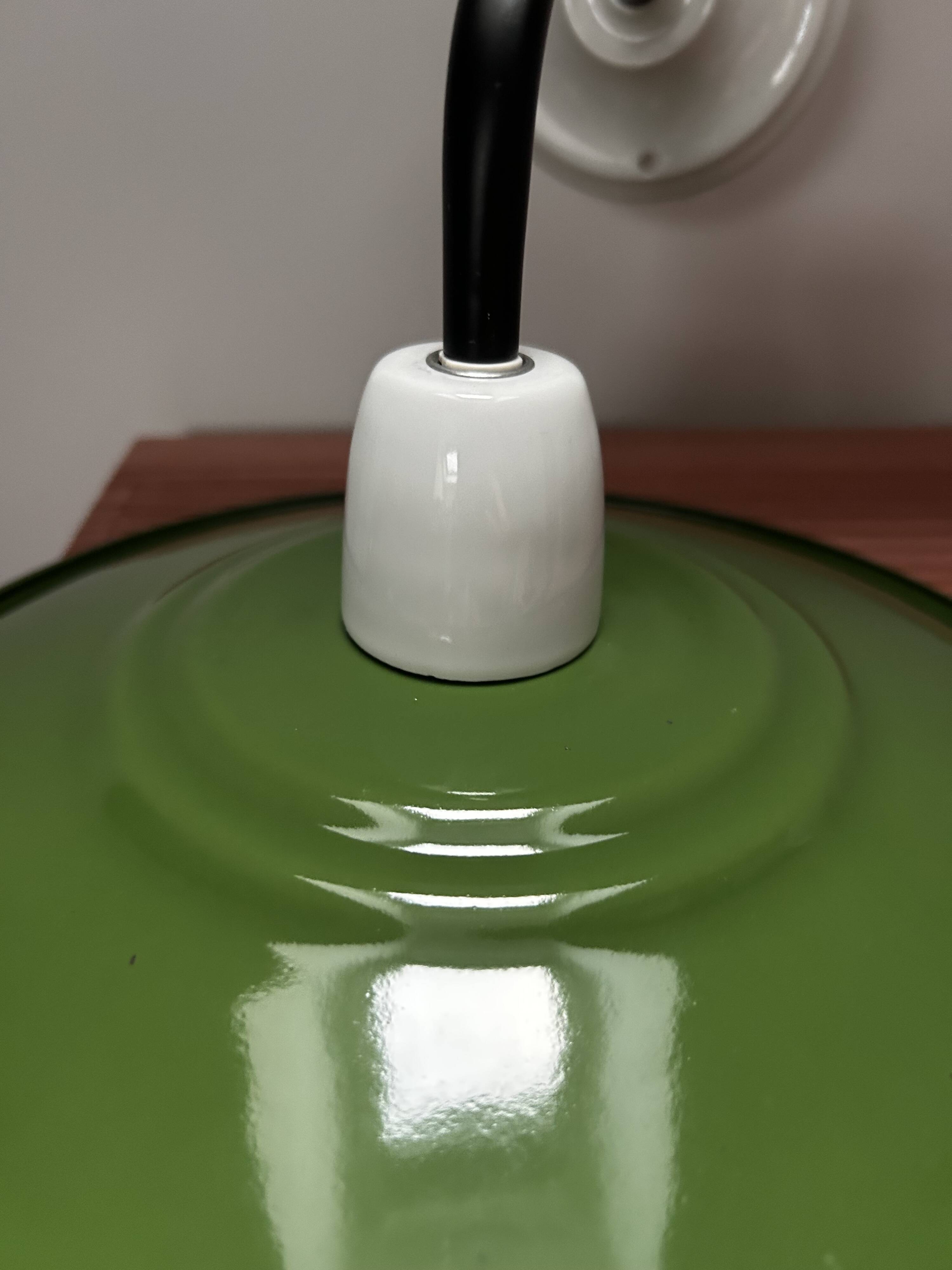 Green enamelled sheet metal wall light